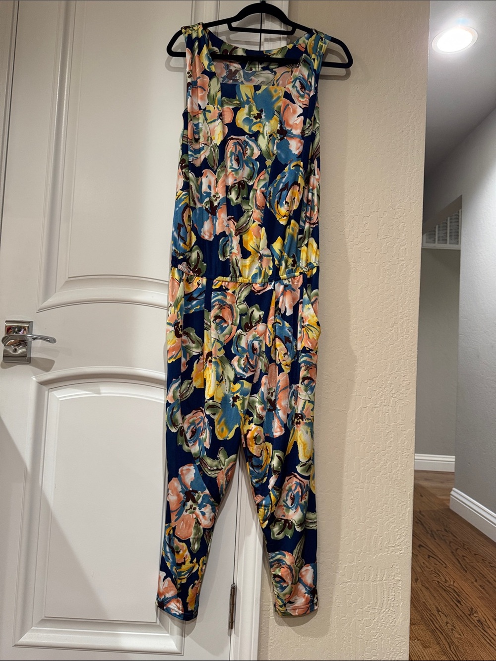 Moma Navy Floral Sleeveless Jumpsuit
